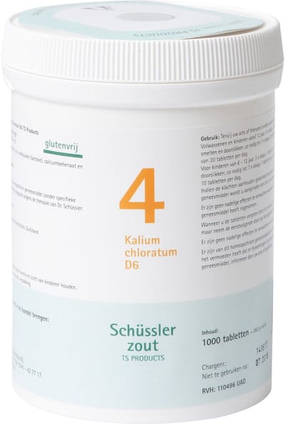 Pfluger Schussler Zout nr 4 Kalium Chloratum D6 - 1 x 1000 tabletten