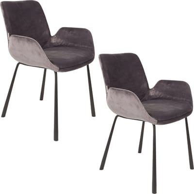 Zuiver Brit Eetkamerstoelen Armleuning Donkergrijs - Set van 2