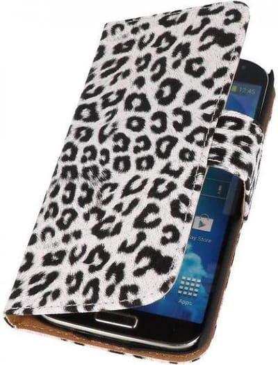 Luipaar Bookstyle Wallet Case Hoesjes - Hoesje Geschikt voor Samsung Galaxy S4 Active i9295 Wit