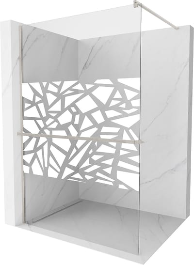 Mexen Kioto+ douchewand met plank Walk-in 70 x 200 , wit patroon, geborsteld nikkel - 800-070-121-97-85