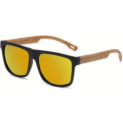 Nieuwste Vierkante Casual Zonnebril Houtnerf Veer Scharnieren Bril Bescherming Mannen Vrouwen Buiten Dagelijkse Oogbescherming UV400 Bescherming Bril 1PC