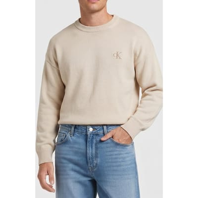 Calvin Klein Ls Easy Cotton Crewneck Tofu Taglia: S | Maglioni a maglia Outlet | Uomo