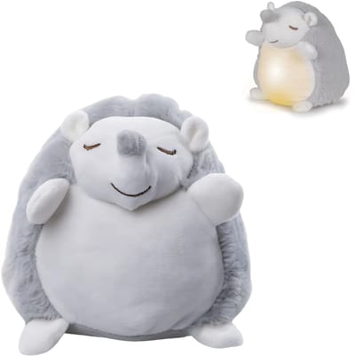 Teedz - Pluche Egel - Slaapknuffel - Nachtlampje met Projector & Geluid – Baby - Baby projector - Squishmallow