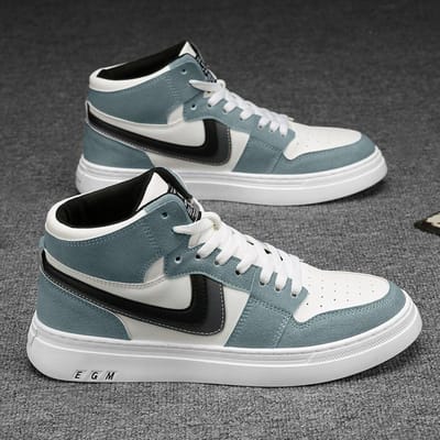 Heren Casual Schoenen Skateboardschoenen Lichtgewicht Hoge top Herenschoenen Platte Vetersneakers Mannelijk Zakelijk Reizen Tenis Masculino 41 black