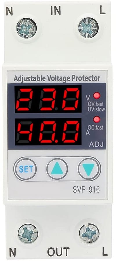Allecto - DIN Rail Power Protector - Surtenspanning & Onder spanning Bescherming - 63A - Veiligheid - Bescherming tegen Stroomstoringen - Geschikt ...