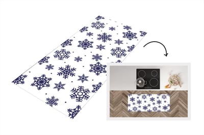 Keukenloper - Loper keuken - Sneeuwvlok - Winter - Patroon - 120x50 cm - Keukenloper vinyl
