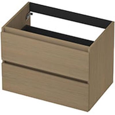 INK - Onderkast 2 Laden Greeploos met Houten Keerlijst - 700x450x520 Mm - Olijf Eiken
