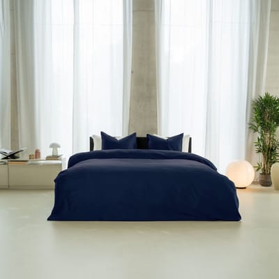 Kayori Saya Dekbedovertrek Katoensatijn - 240x200-220 cm +2 slopen - Lits-jumeaux - Biologisch Katoen - Navy