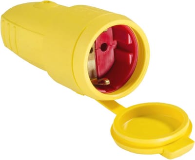 Rubberen Koppeling zonder Kabel, IP44, 230 V/16 A, Geel voor Bouwplaats en Camping