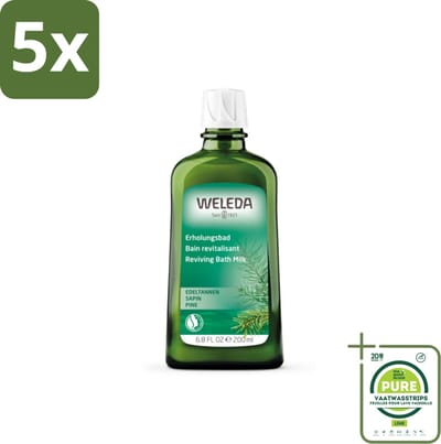 5 x WELEDA - Verkwikkingsbadmelk - Zilverspar - 200 ml - Grootverpakking - Zilverspar Badmelk - Ontspannend Bad - Verkwikkende Badmelk - Etherische Oliën - Aromatherapie