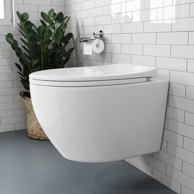 HOROW Compact Hangtoilet - Zonder Spoelrand - Softclose Toiletbril - Wit - 52x37x34 cm