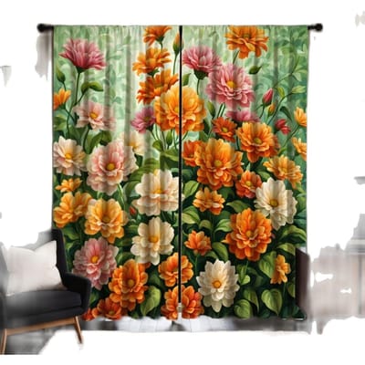 2 pièces HD couleur nationale pivoine Tianxiang rideau décoratif rideau imprimé numérique vert décoration de style décoration de maison liv W52H63inchW132H160cm beige