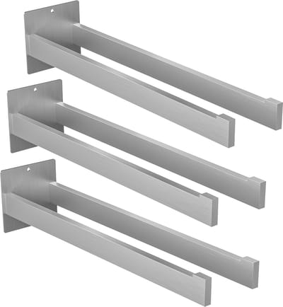 Auralum max Handdoekrek 40 cm - 2-armig Handdoekhouder - 3PCS - Handdoekstang - Zonder Boren / Zelfklevend - Keuken - Badkamerrek - Handdoekhouders - Zilver