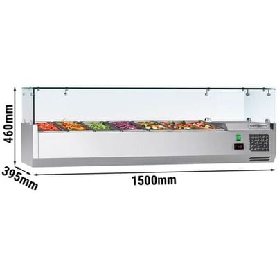 GGM Gastro Kühlaufsatzvitrine ECO - 1500x395mm - 6x GN 1/3 Zilver