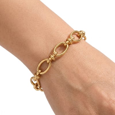 Goudkleurige armband dames schakel armband met ovale schakels en karabijnsluiting minimalistische armband mode sieraad met grove schakel details