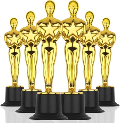 Gouden Trofee Beeldjes - Mini Prijzen - Wedstrijden Bekronen - Oscar-achtig Design - 6 Stuks 15cm - Goud