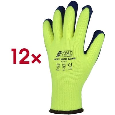Nitras Koudewerende handschoenen Winter Blocker neongeel / blauw maat 9 - 1603W-9