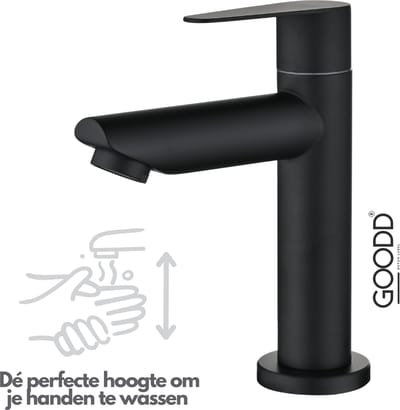 GOODD® - Fonteinkraan - Koudwaterkraan - Toiletkraan - Wc kraan - Zwart