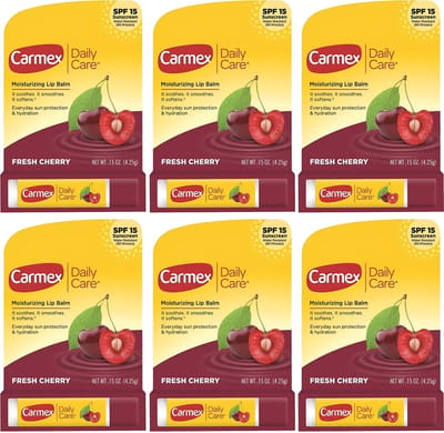 Carmex Fresh Cherry - Lippenbalsem - SPF 15, Kersen, 6-pack