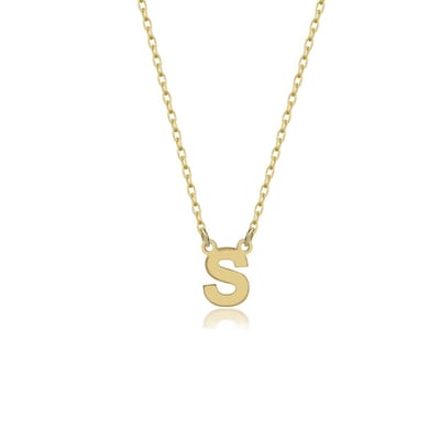 Letter S Initial Gold Plated Ketting Zilver (925 sterling) Trendy Minimalistisch Combi Bedel Goudkleurig Dames Meisje | Cadeau Voor Vrouw