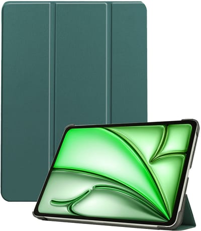 Hoesje Geschikt voor Apple iPad Air M3/M4 (2025/2026) - 11 inch - Dun & Stevig - Trifold Bookcase - Hard Cover - Hardcover Book Case - Tablet Hoes - Donkergroen