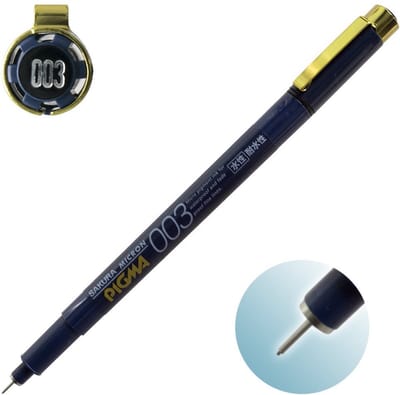 Sakura Pigma Micron Fineliner Black Ink 003 / 0.15mm Blue / Black & Gold Limited Edition
