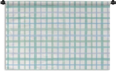 Wandkleed - Wanddoek - Pastel - Patronen - Blauw - 90x60 cm - Wandtapijt
