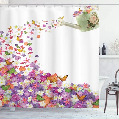 ABAKUHAUS Douchegordijn Bloemen Gieter – Stof, 175×200 cm