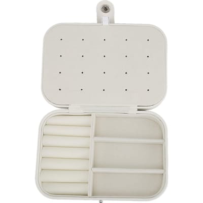 Boîte Organisateur de Colliers Portable Présentoir Rangement Grande Capacité Anti-poussière Support Boucles d'Oreilles Organisateur Étui Blanc white