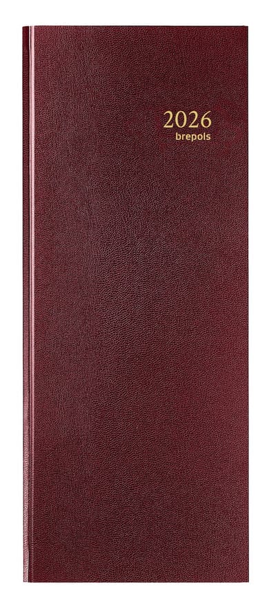 Brepols bureau agenda 2026 - SATURNUS LANG [0.111] - LIMA - Bureau agenda - 1 dag op 1 pagina - Dagoverzicht - Bordeaux - 13 x 33 cm