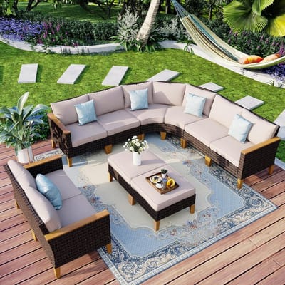 Modulaire tuin loungeset weerbestendig met dikke Cushion Pro kussens (10–20 cm), waterdicht PE-rotan, verstelbare opstelling – moderne outdoor zitgroep voor tuin & balkon – Urbanhome