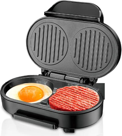 Elektrische Ontbijtmachine met Antikleef Aluminium Verwarmingsplaat | Eierpannenkoek en Steak Maker | Compact en Gemakkelijk Mee te Nemen | 1000 W | 220V |