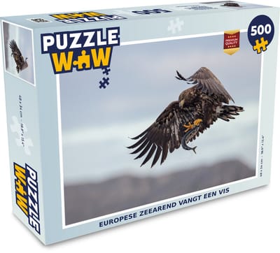 Puzzel Europese zeearend vangt een vis - Legpuzzel - Puzzel 500 stukjes