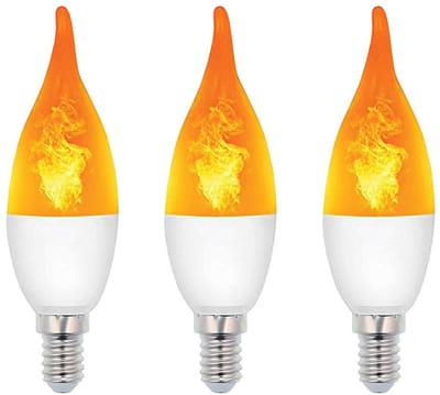 VITO LED Vlam-Effect Kaarslamp E14 - 3W (vervangt 15W) - 120lm - 1400K Amber - 230V - Realistisch Vlamlicht - 3 stuks