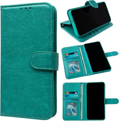 Casemania Hoesje Geschikt voor Apple iPhone 16e - Turquoise - Luxe Portemonnee Book Case