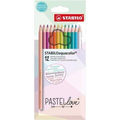 STABILOaquacolor - Aquarel Kleurpotloden - Pastellove - Etui Met 12 Kleuren
