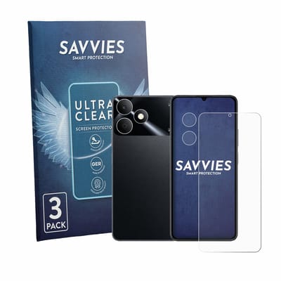 Savvies - Screenprotector voor realme Note 80 (Voor+Camera) - Folie Beschermfolie transparant 6 Stuks