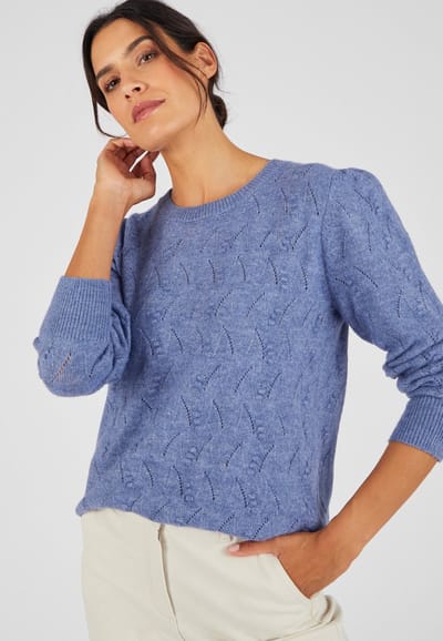 Damart - Zachte trui met gebreide details Thermolactyl - Dames - Blauw - XS