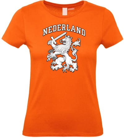 Dames t-shirt Leeuw Met Zwaard | EK 2024 Holland |Oranje Shirt| Koningsdag kleding | Oranje Dames | maat XS