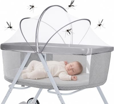 Muggennet Babybed - Insectenbescherming Kinderwagen - Veilige Slaap - Fijnmazig Ontwerp - 100 x 55 cm - Wit