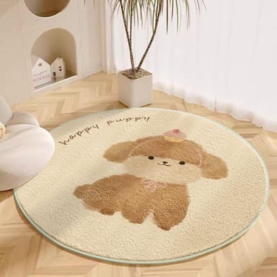 Rond Tapijt Woonkamer Pluche Mat Dik Kinderkamer Leeshoek Cartoon Slaapkamer Studeerkamer Draaistoel Geluidsdempende Voetmat 100cm