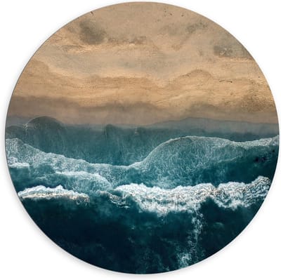 Dibond Wandcirkel - Geschilderde Golven - 140x140cm Foto op Aluminium Wandcirkel (met ophangsysteem)