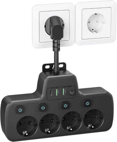 DailySupplies® Stekkerdoos met USB - Verdeelstekker - Stopcontact Splitter - Zwart