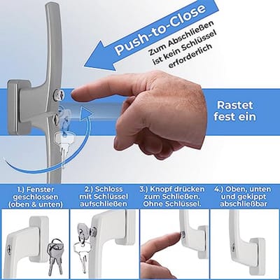 Afsluitbare Aluminium Raamgrepen met Ergonomische Drukknopen - 10 Stuks