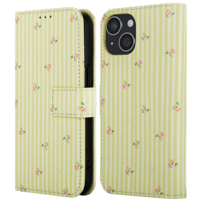 imoshion Hoesje - Geschikt voor Apple iPhone 13 - Design Bookcase smartphone - Garden Stripes
