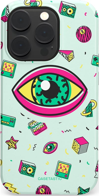 Casetastic Hoesje Geschikt voor Apple iPhone 14 Pro Magsafe - Stijlvolle Beschermende Duo-layer Case - Retro 80s vibes