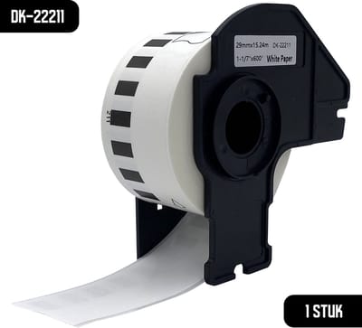 DULA Brother Compatible DK-22211 - Doorlopende labelrol - 1 rol - 29 mm x 15,24 m - Zwart op wit - Filmtape
