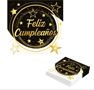 Fiestas Guirca - Servetten - Sterren Feliz Cumpleaños – 33 x 33 cm – 12 stuks