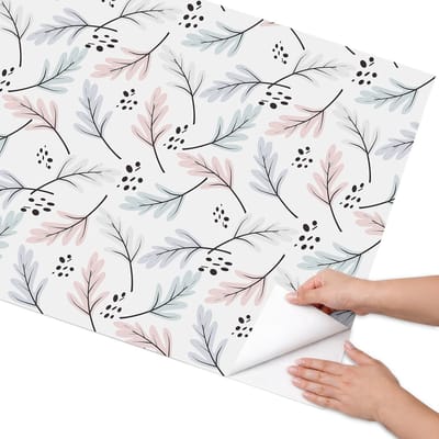 Coloray Meubel Wrap Folie - Wit Meubelfolie - 75x150 cm - Decoratiefolie Zelfklevend God van de planten - Meubelfolie Zelfklevend - Scandinavisch Meubelfolie - Wrapfolie Keuken - Wanddecoratie - Achtergronden en patronen