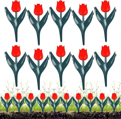 Landschapsrand - Bloemenomheining Tuin - Tuin Decoratie - Weerbestendig PP Materiaal - 30x18 cm - Rood